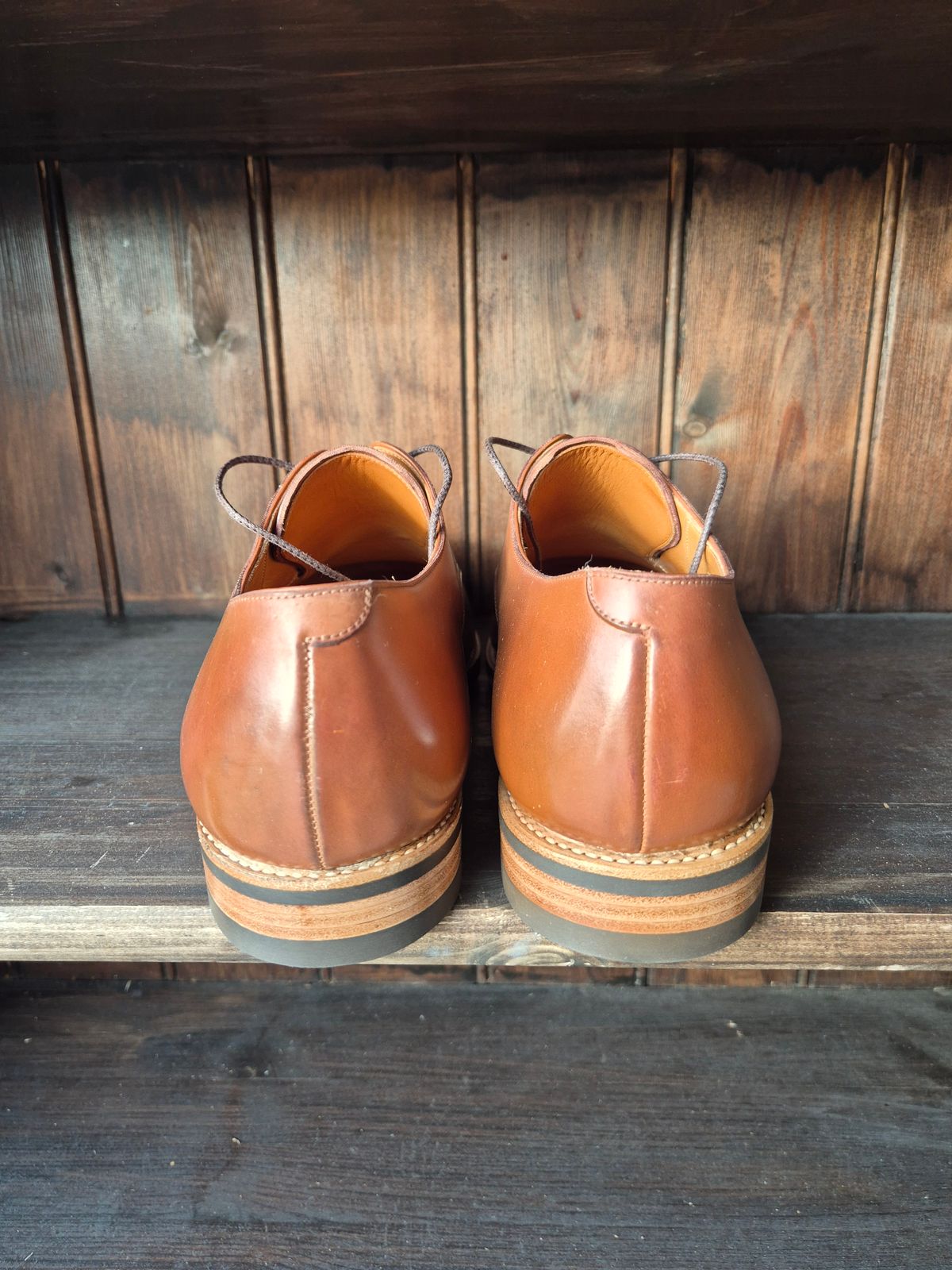 Photo by Natty on November 2, 2025 of the Carmina Custom Cap Toe Derby 80444 in Horween Natural Shell Cordovan.