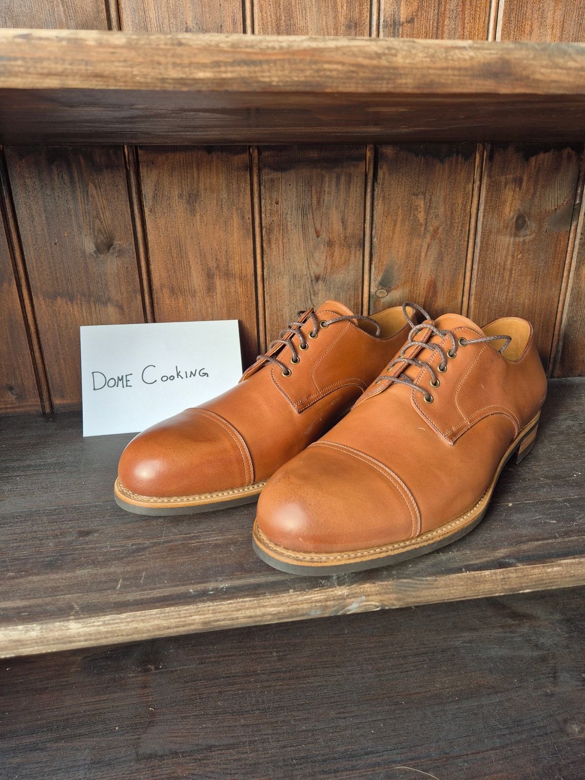 Photo by Natty on November 2, 2025 of the Carmina Custom Cap Toe Derby 80444 in Horween Natural Shell Cordovan.