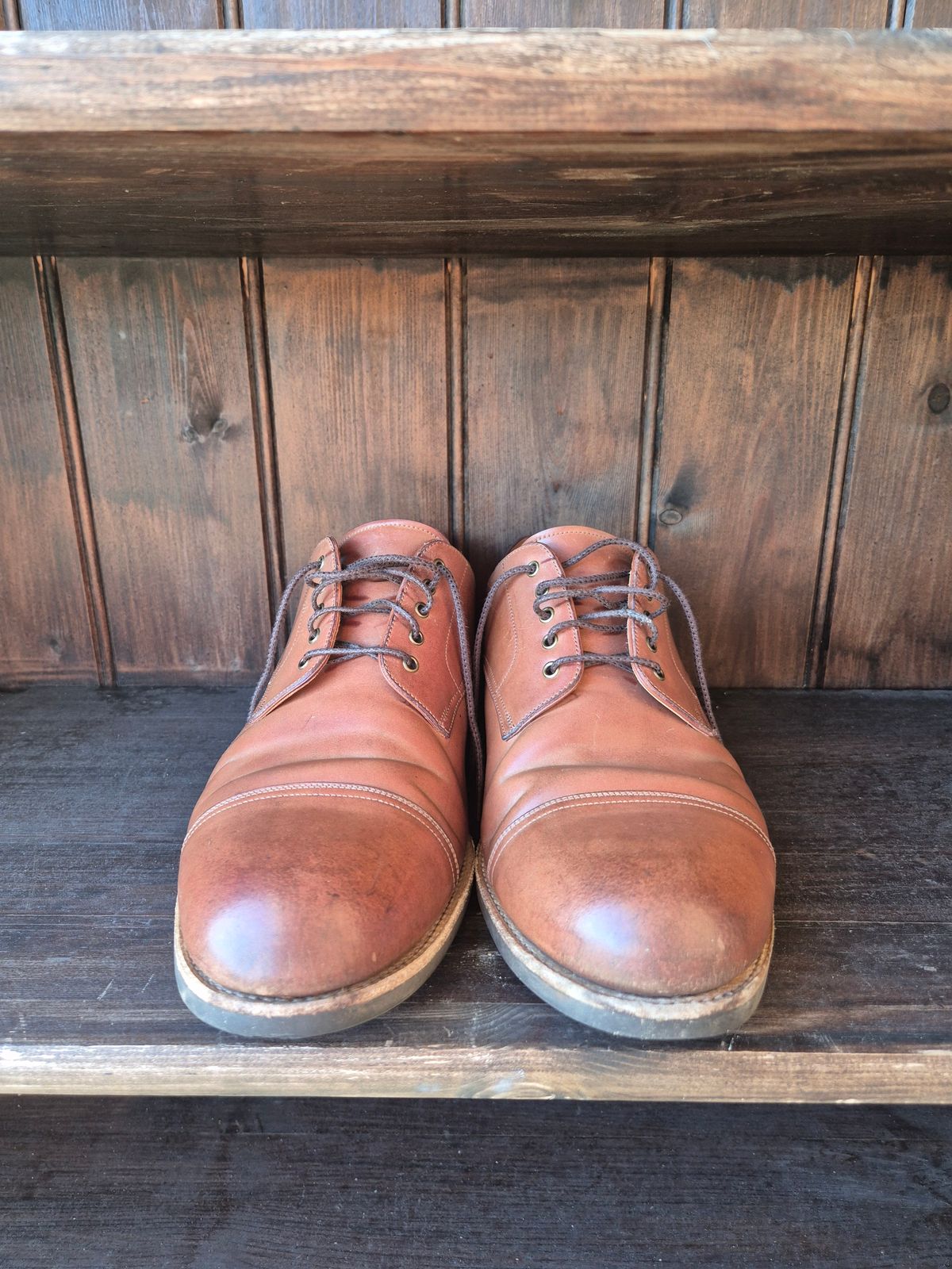 Photo by Natty on December 1, 2025 of the Carmina Custom Cap Toe Derby 80444 in Horween Natural Shell Cordovan.