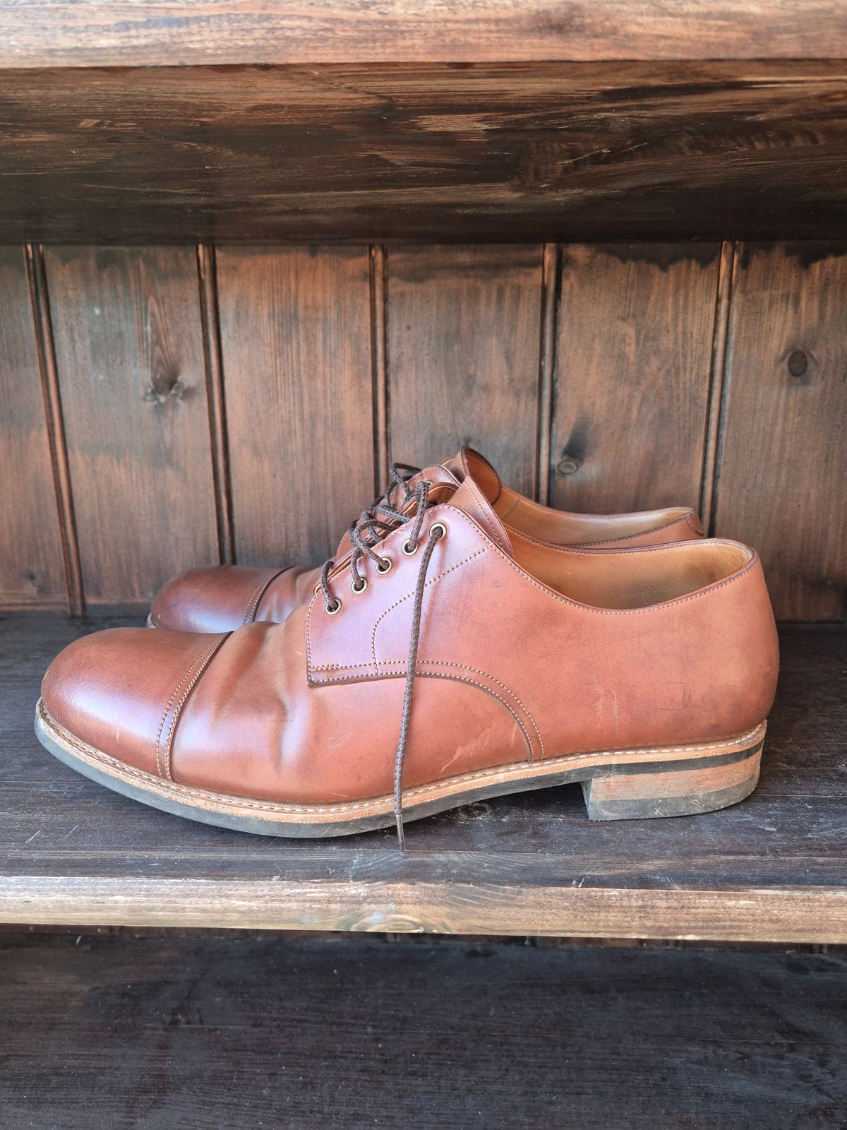 Photo by Natty on December 1, 2025 of the Carmina Custom Cap Toe Derby 80444 in Horween Natural Shell Cordovan.
