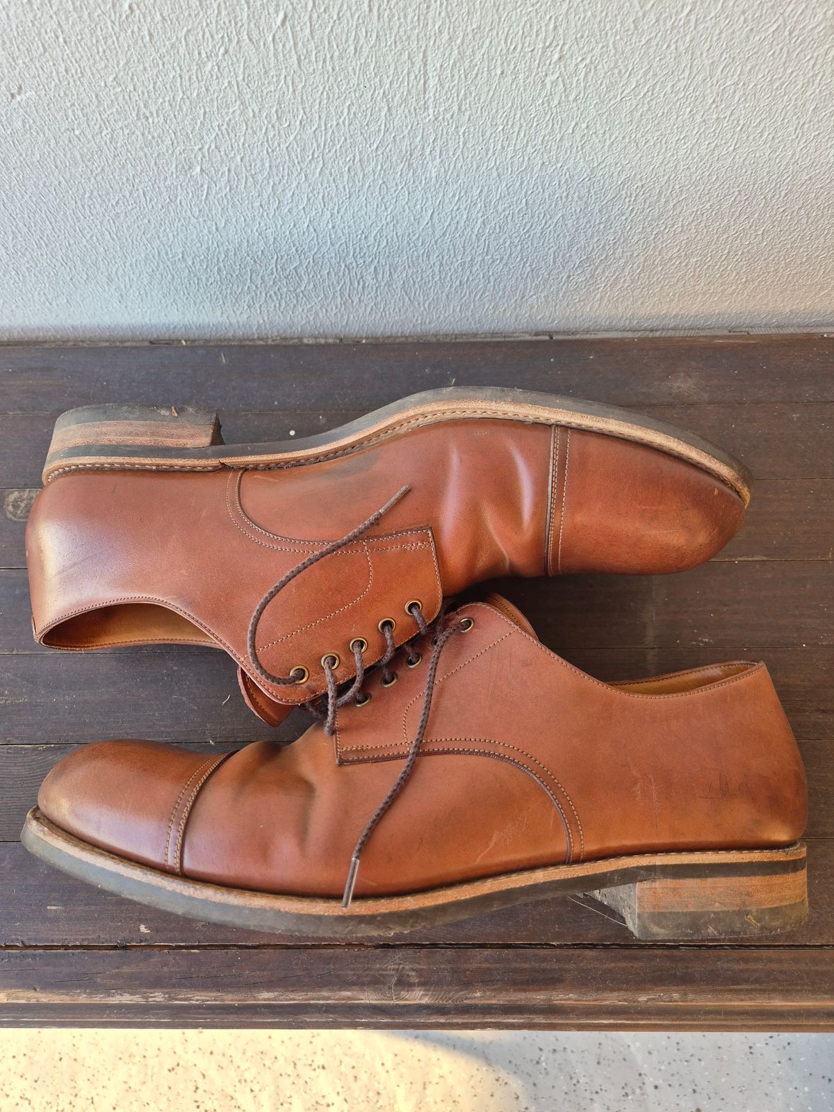 Photo by Natty on December 1, 2025 of the Carmina Custom Cap Toe Derby 80444 in Horween Natural Shell Cordovan.