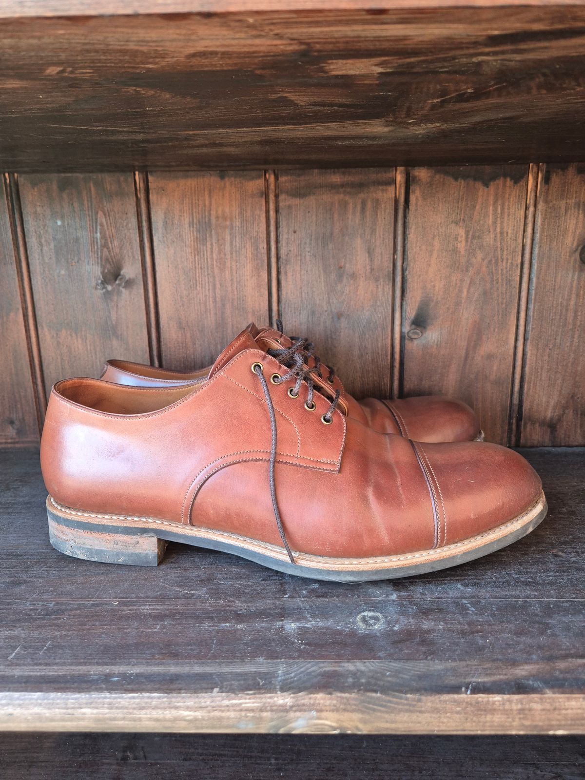 Photo by Natty on December 1, 2025 of the Carmina Custom Cap Toe Derby 80444 in Horween Natural Shell Cordovan.