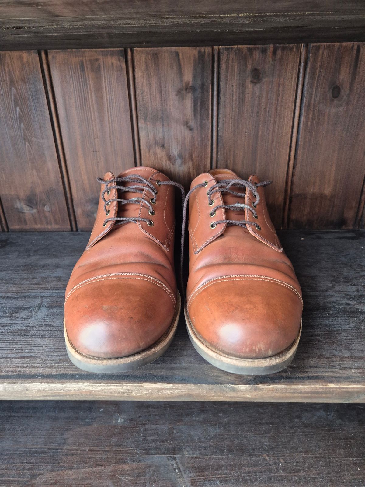 Photo by Natty on January 3, 2026 of the Carmina Custom Cap Toe Derby 80444 in Horween Natural Shell Cordovan.