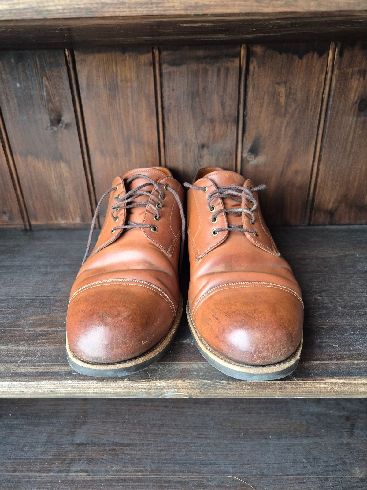 Photo by Natty on February 1, 2026 of the Carmina Custom Cap Toe Derby 80444 in Horween Natural Shell Cordovan.