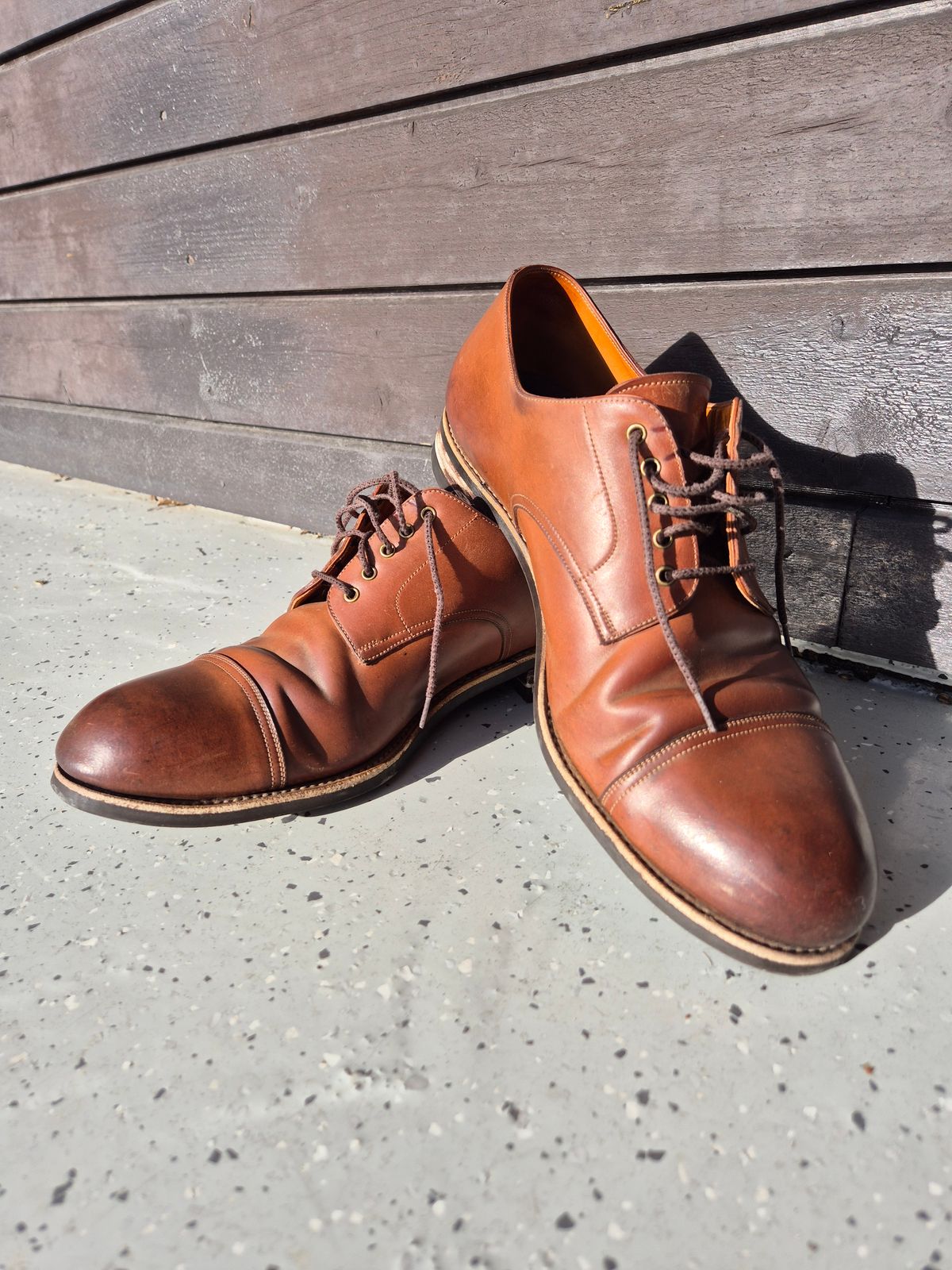 Photo by Natty on March 1, 2026 of the Carmina Custom Cap Toe Derby 80444 in Horween Natural Shell Cordovan.