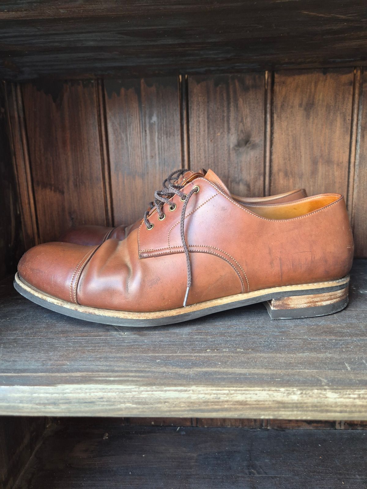 Photo by Natty on March 1, 2026 of the Carmina Custom Cap Toe Derby 80444 in Horween Natural Shell Cordovan.