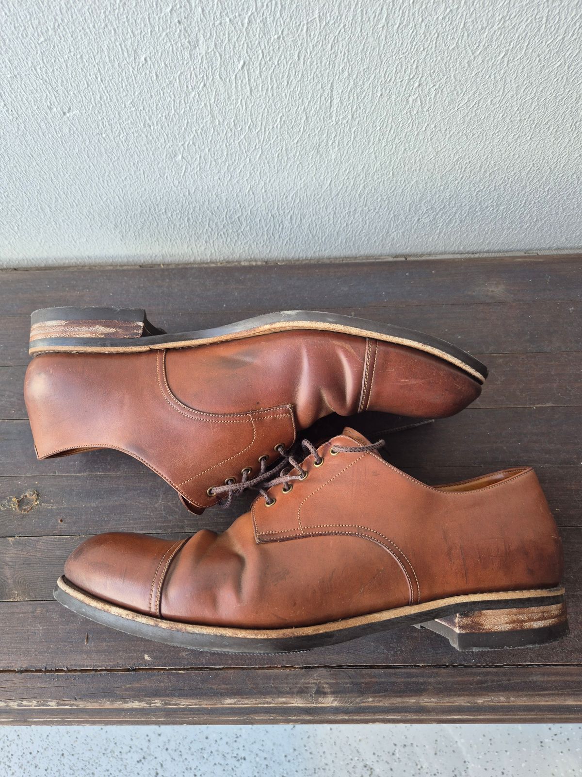 Photo by Natty on March 1, 2026 of the Carmina Custom Cap Toe Derby 80444 in Horween Natural Shell Cordovan.