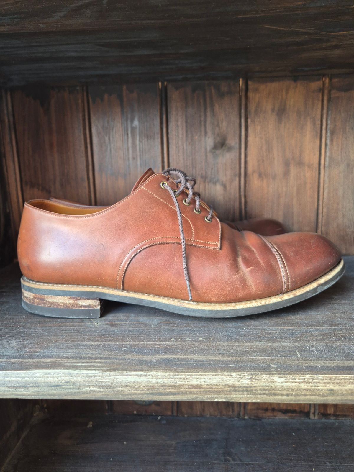 Photo by Natty on March 1, 2026 of the Carmina Custom Cap Toe Derby 80444 in Horween Natural Shell Cordovan.