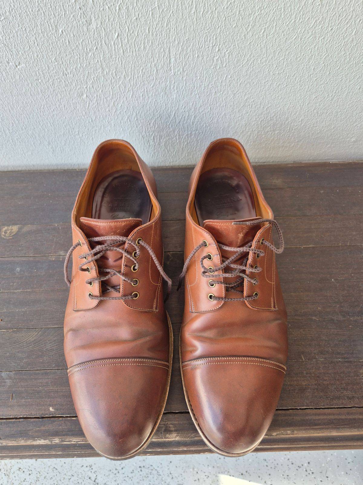 Photo by Natty on March 1, 2026 of the Carmina Custom Cap Toe Derby 80444 in Horween Natural Shell Cordovan.