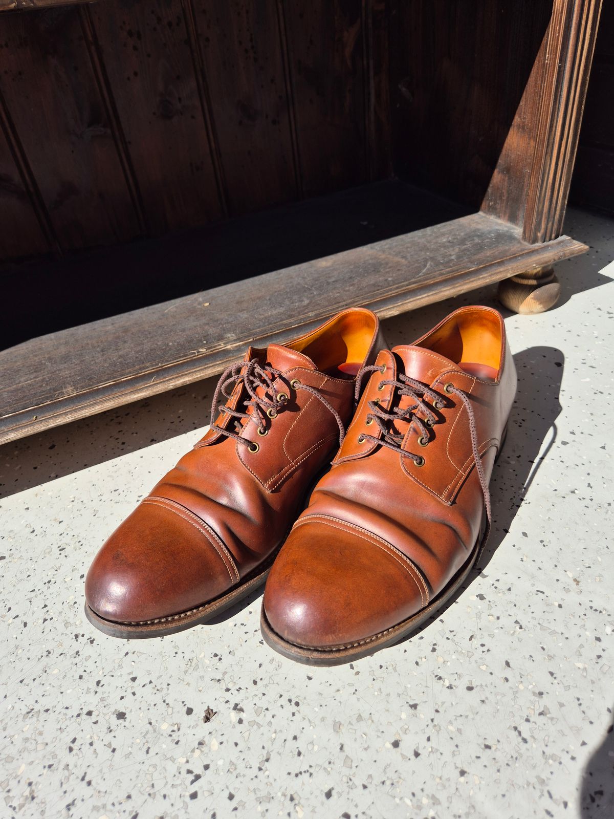 Photo by Natty on April 4, 2026 of the Carmina Custom Cap Toe Derby 80444 in Horween Natural Shell Cordovan.