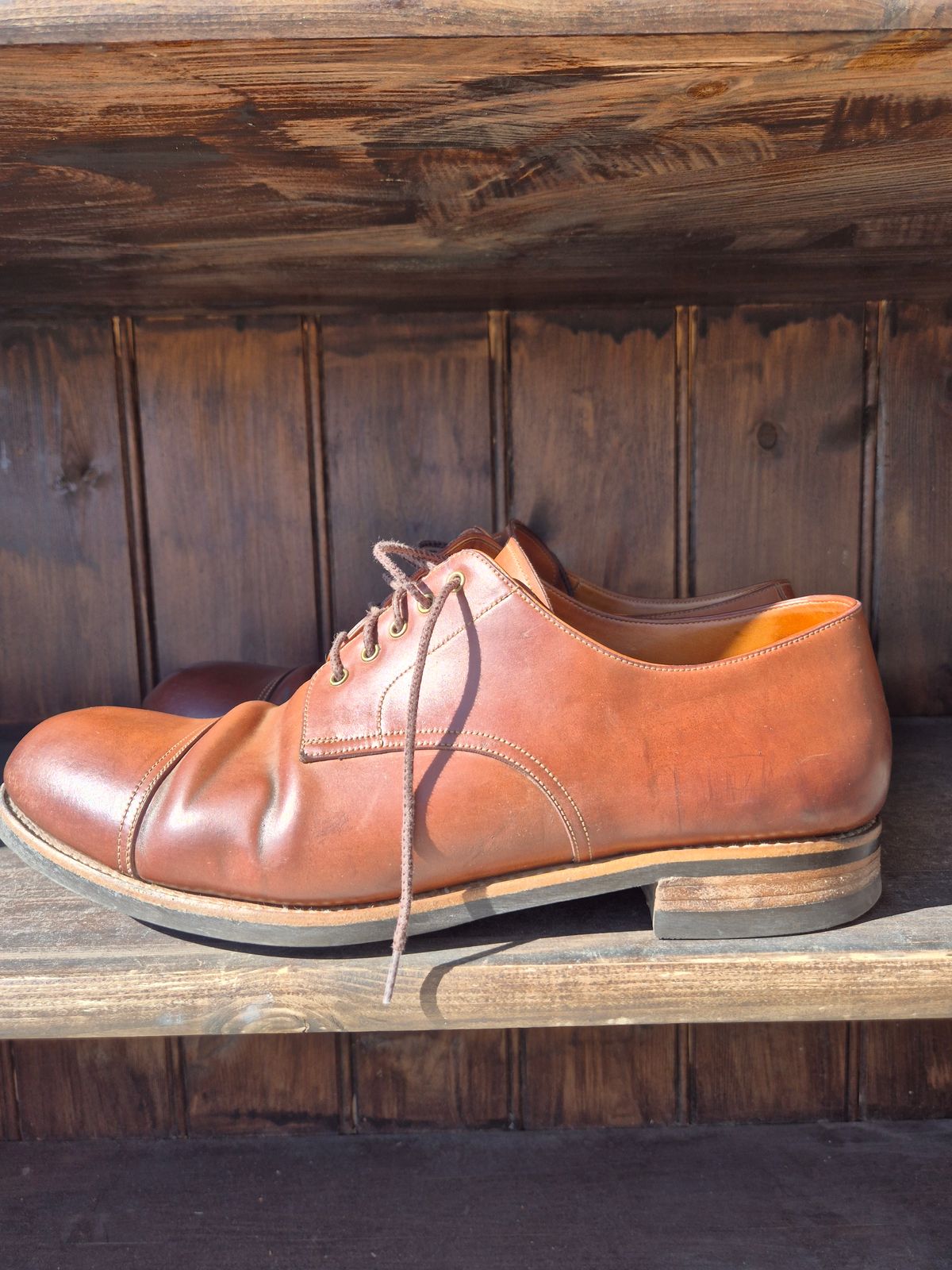 Photo by Natty on April 4, 2026 of the Carmina Custom Cap Toe Derby 80444 in Horween Natural Shell Cordovan.