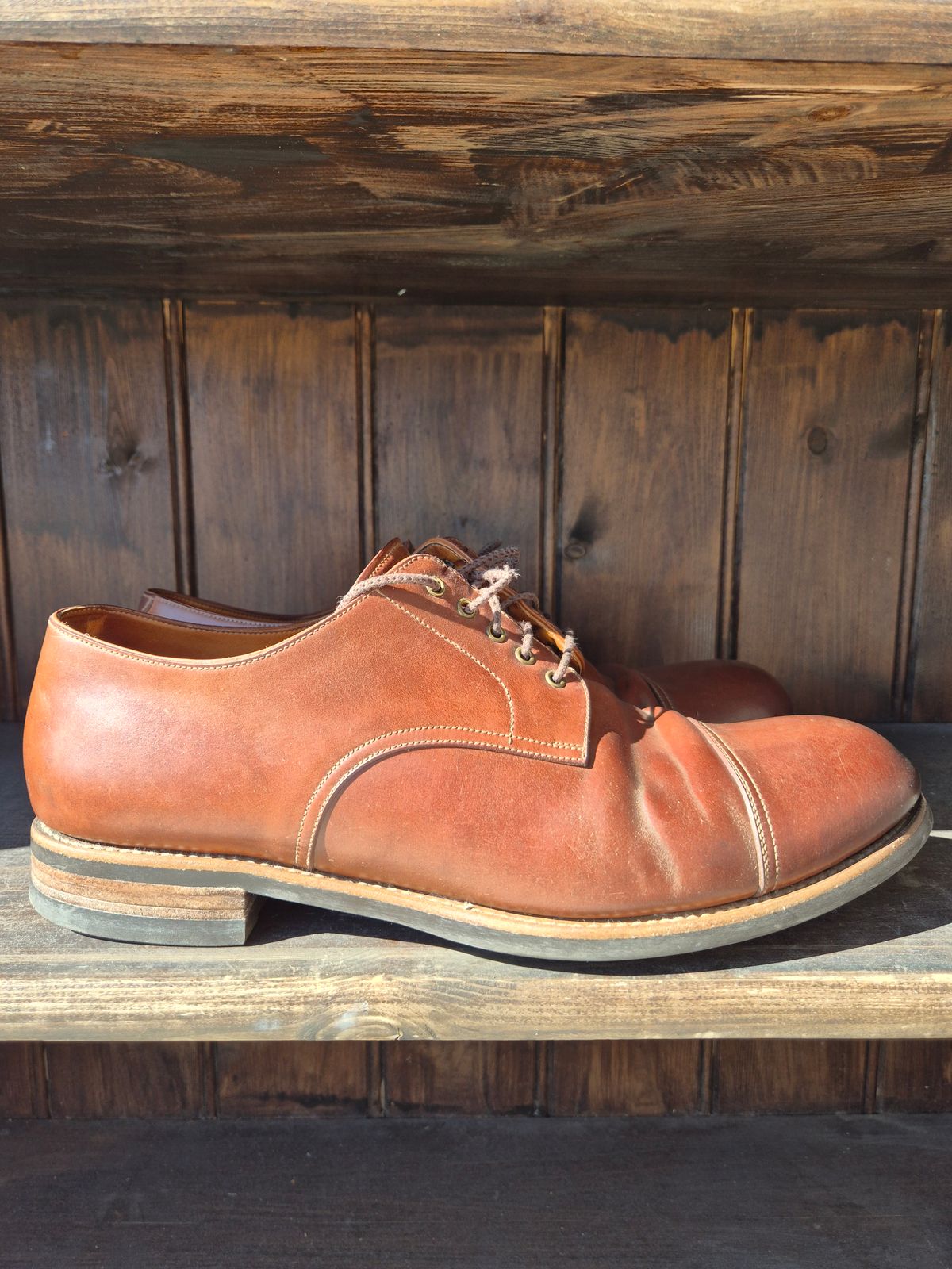 Photo by Natty on April 4, 2026 of the Carmina Custom Cap Toe Derby 80444 in Horween Natural Shell Cordovan.