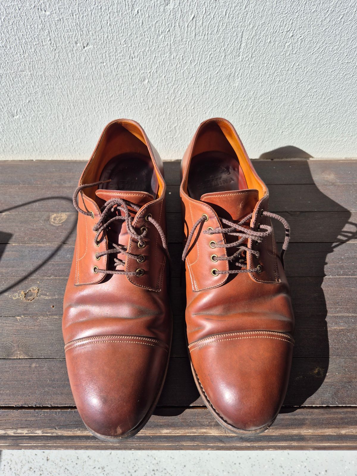 Photo by Natty on April 4, 2026 of the Carmina Custom Cap Toe Derby 80444 in Horween Natural Shell Cordovan.