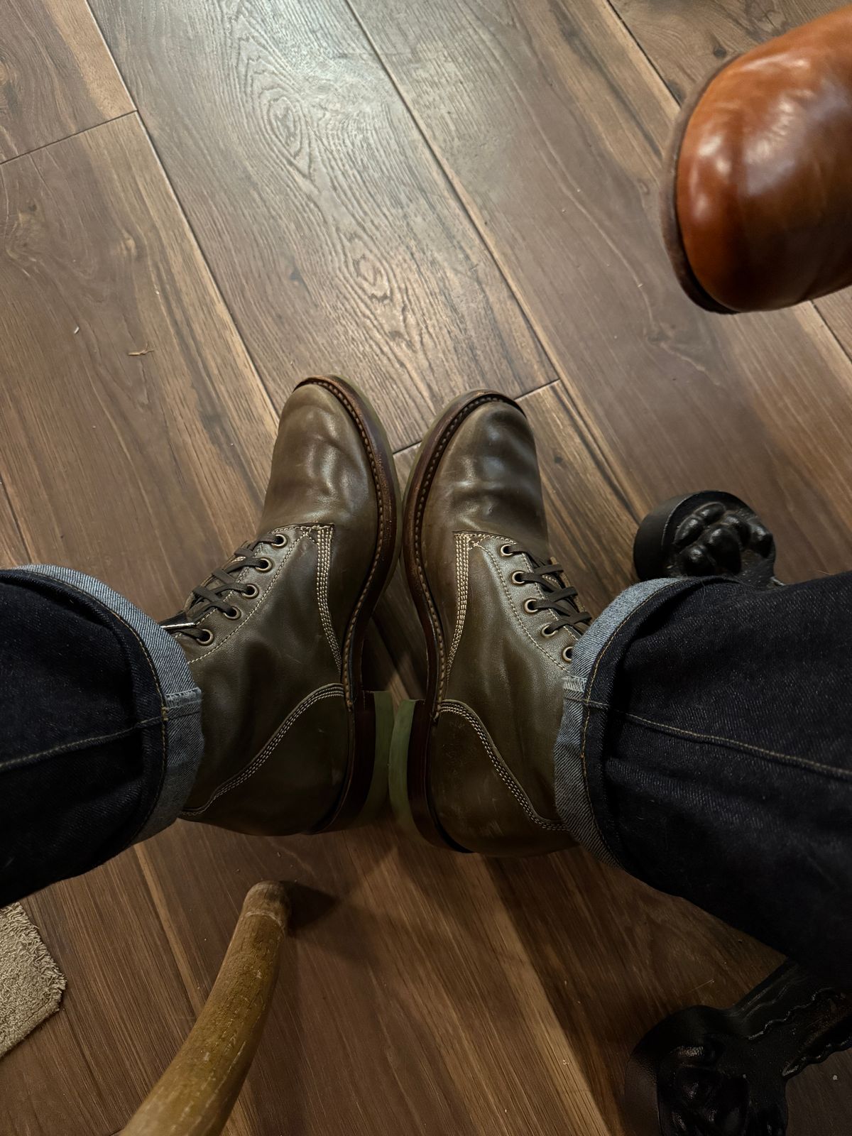 Photo by DinkyDog on October 11, 2025 of the Willie's Handmade Boots Boondocker in Maryam Olive Horsebutt.