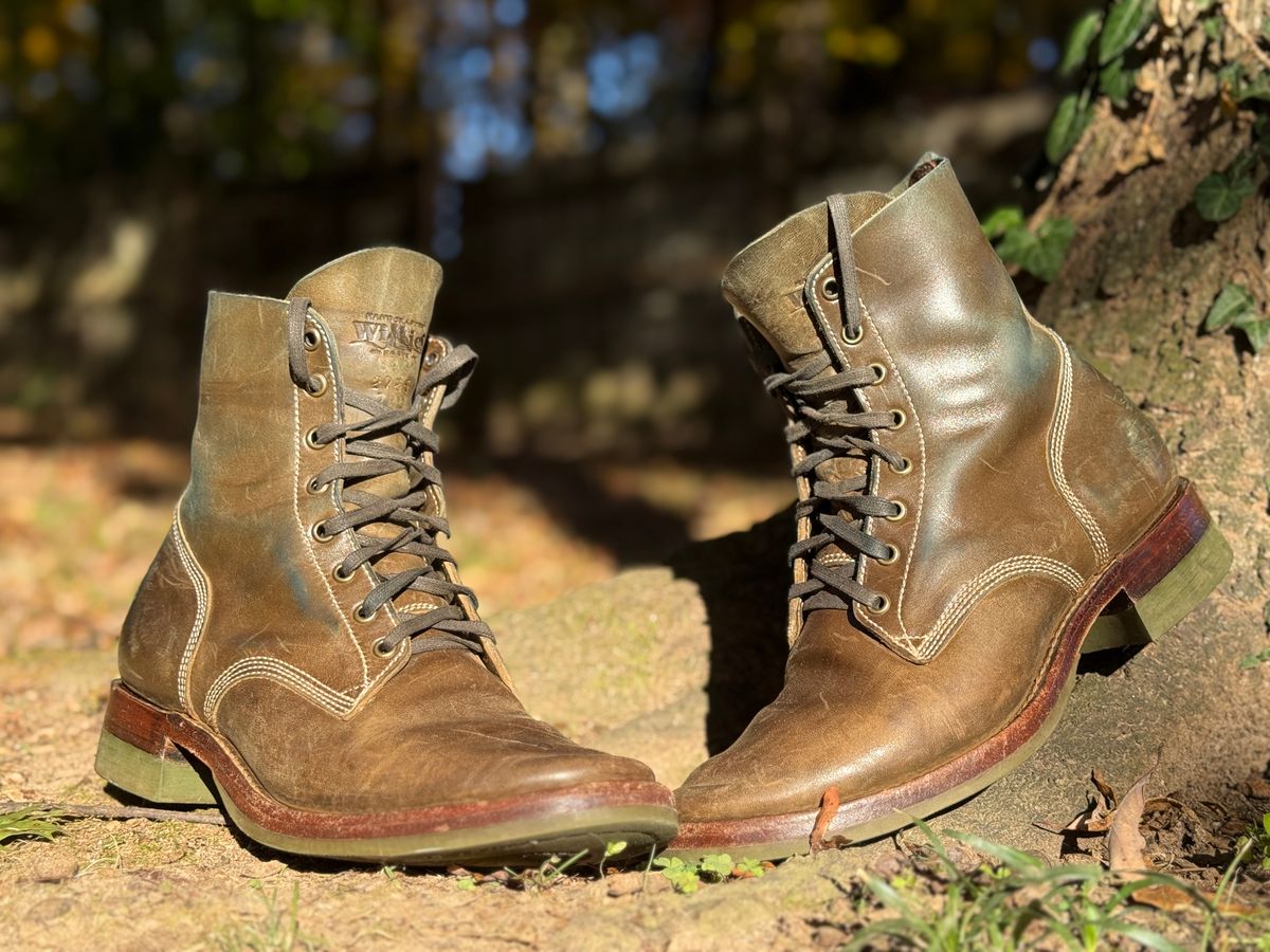 Photo by DinkyDog on November 4, 2025 of the Willie's Handmade Boots Boondocker in Maryam Olive Horsebutt.