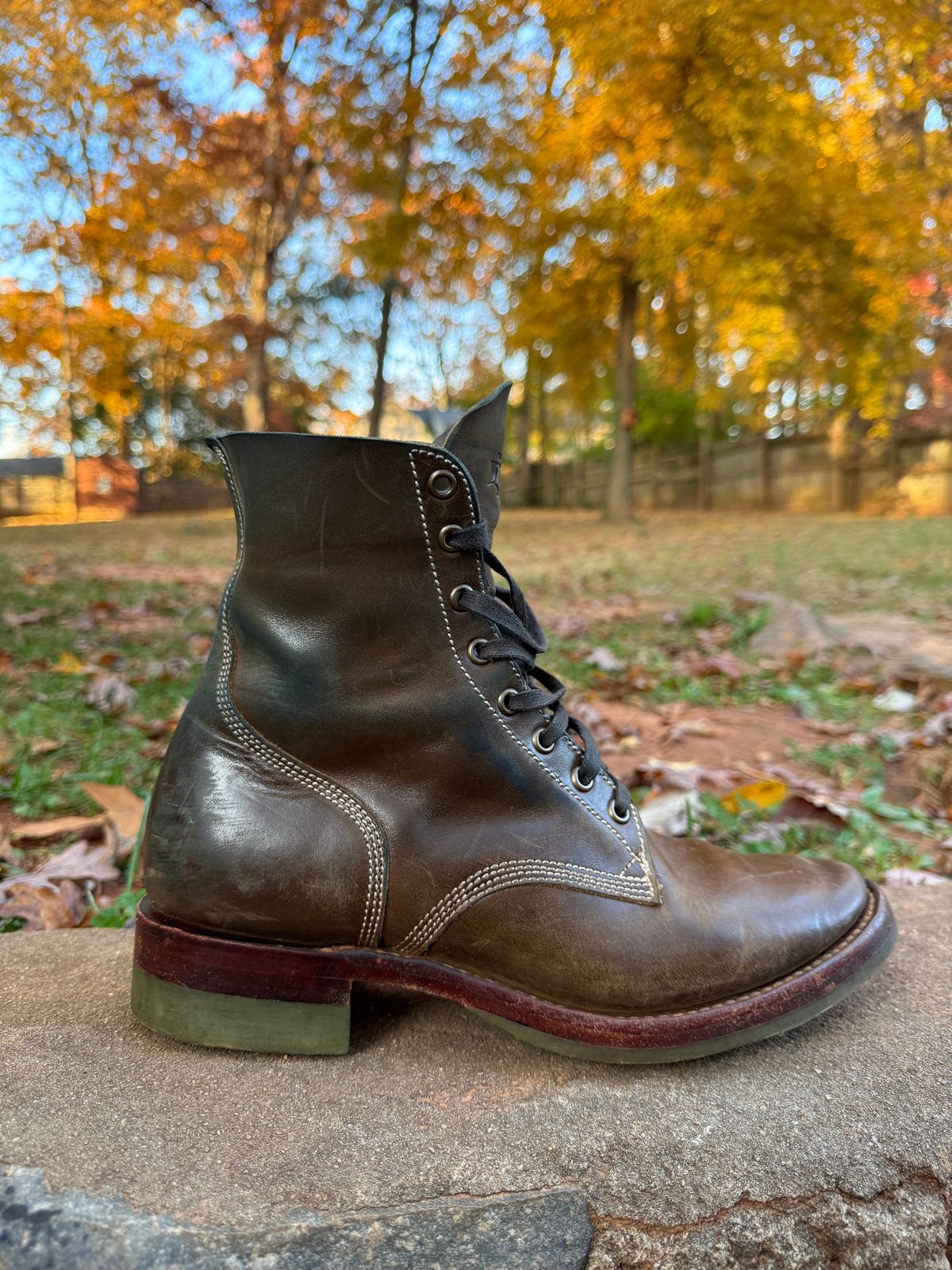 Photo by DinkyDog on November 7, 2025 of the Willie's Handmade Boots Boondocker in Maryam Olive Horsebutt.