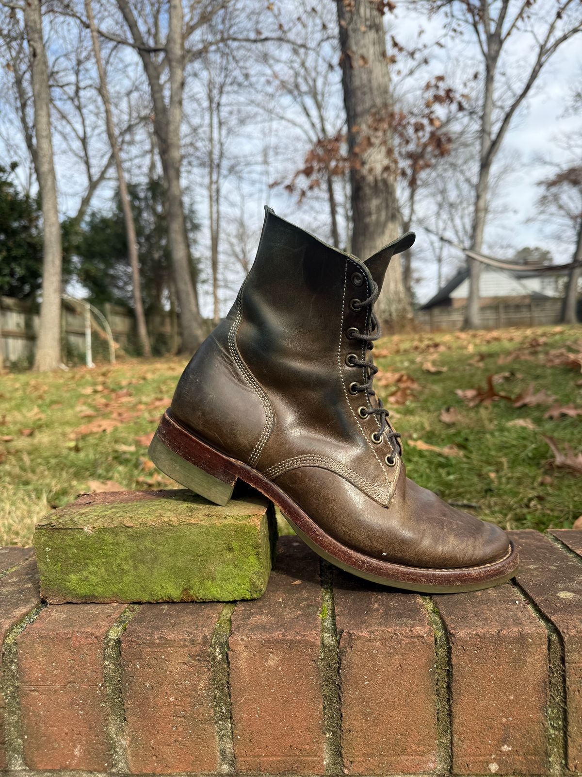 Photo by DinkyDog on December 3, 2025 of the Willie's Handmade Boots Boondocker in Maryam Olive Horsebutt.