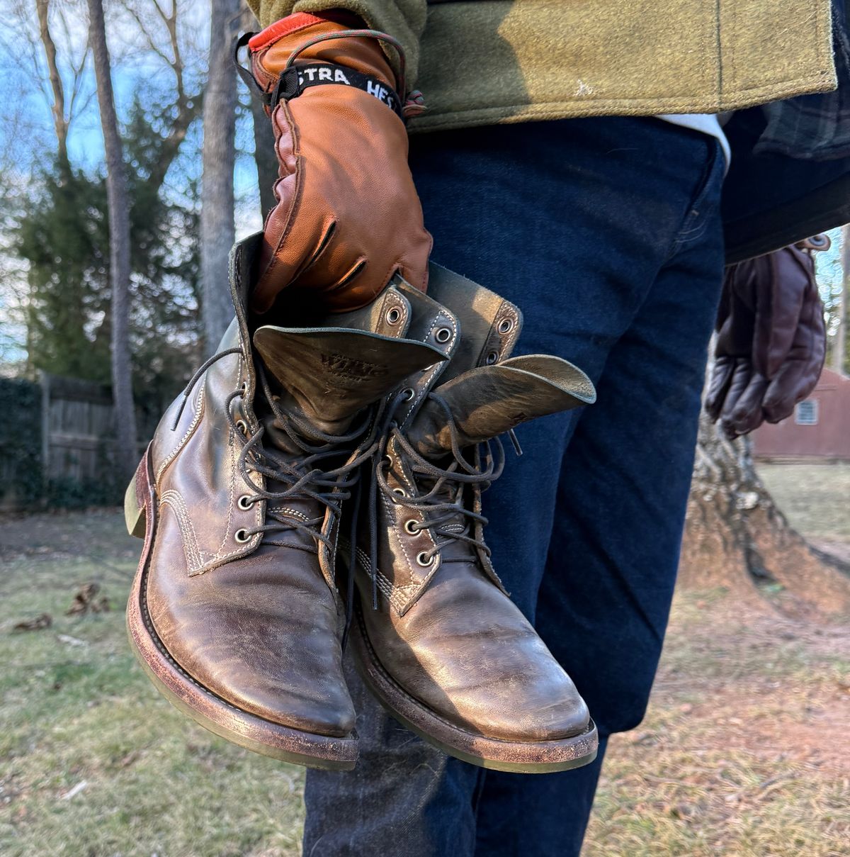Photo by DinkyDog on December 31, 2025 of the Willie's Handmade Boots Boondocker in Maryam Olive Horsebutt.