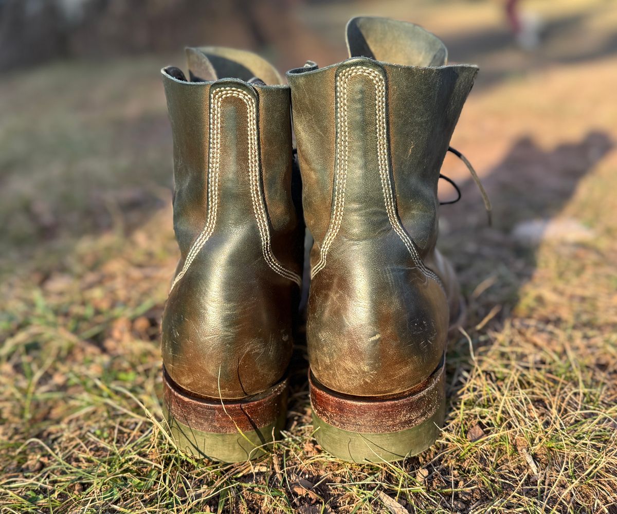 Photo by DinkyDog on December 31, 2025 of the Willie's Handmade Boots Boondocker in Maryam Olive Horsebutt.