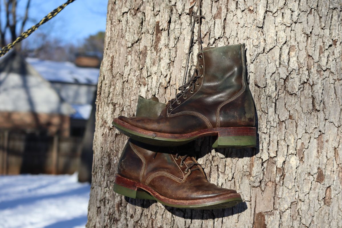 Photo by DinkyDog on February 1, 2026 of the Willie's Handmade Boots Boondocker in Maryam Olive Horsebutt.
