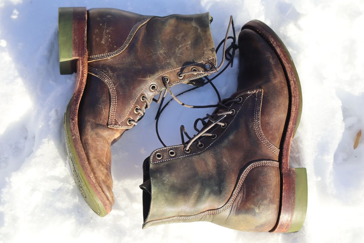 Photo by DinkyDog on February 1, 2026 of the Willie's Handmade Boots Boondocker in Maryam Olive Horsebutt.