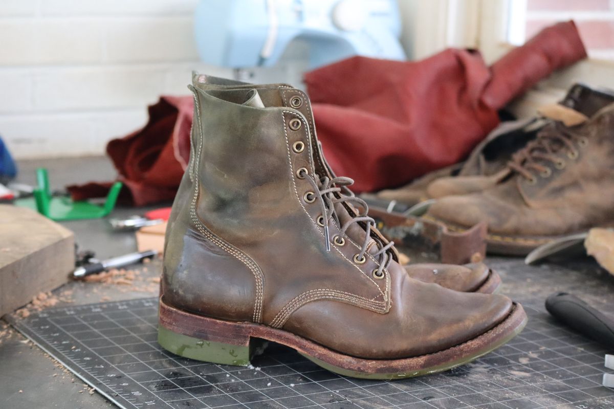 Photo by DinkyDog on February 1, 2026 of the Willie's Handmade Boots Boondocker in Maryam Olive Horsebutt.