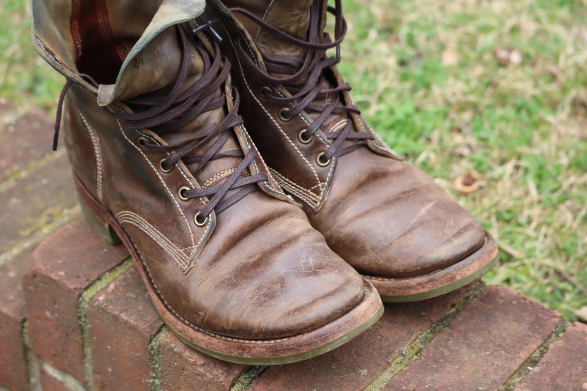 Photo by DinkyDog on March 3, 2026 of the Willie's Handmade Boots Boondocker in Maryam Olive Horsebutt.