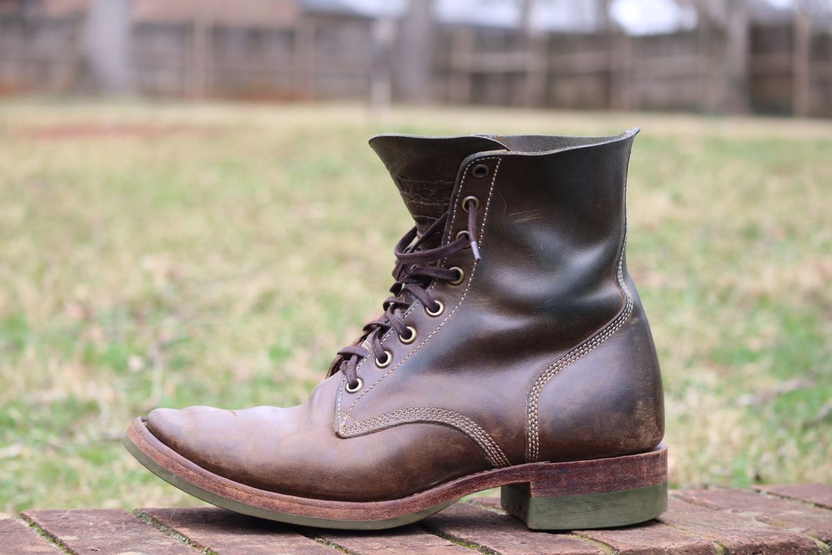 Photo by DinkyDog on March 3, 2026 of the Willie's Handmade Boots Boondocker in Maryam Olive Horsebutt.