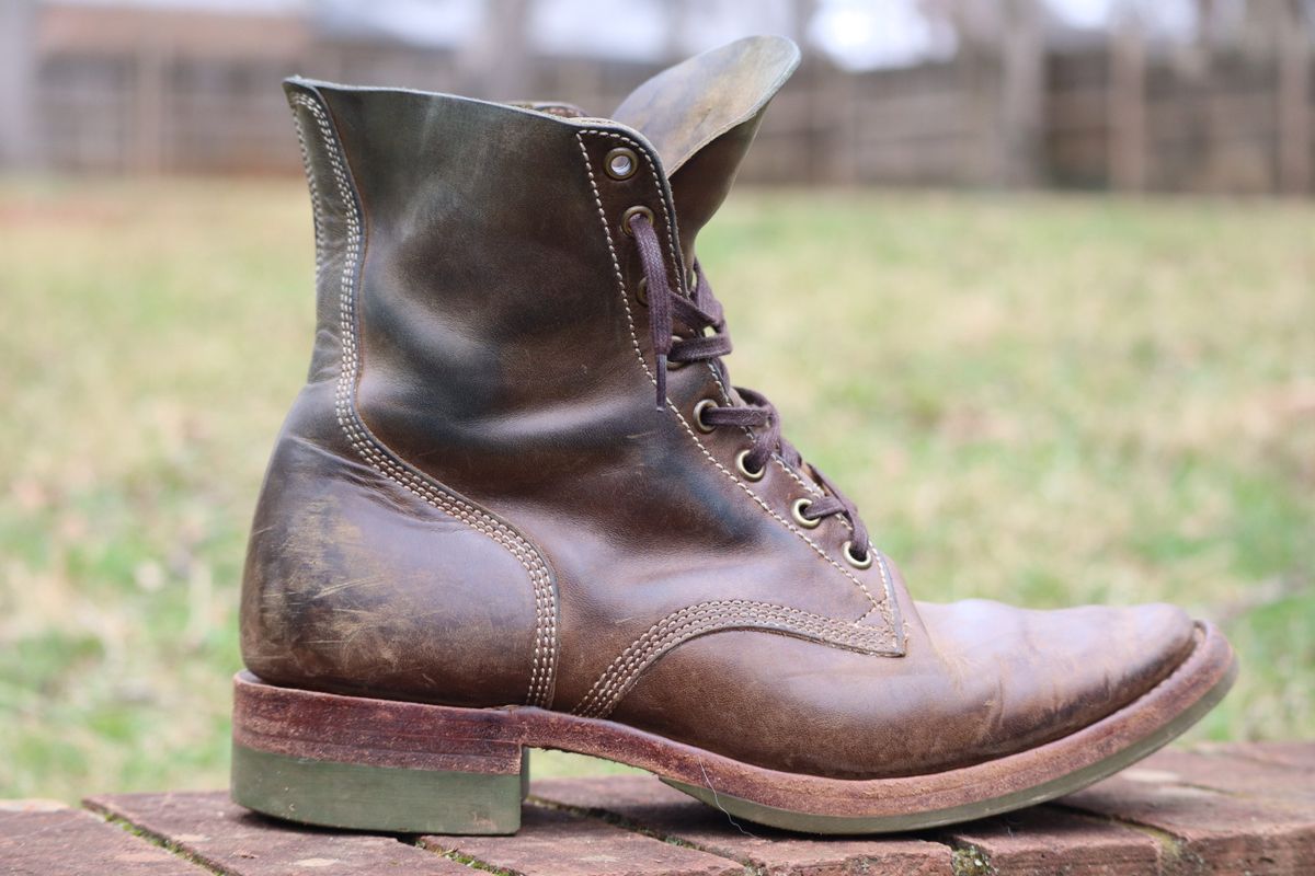 Photo by DinkyDog on March 3, 2026 of the Willie's Handmade Boots Boondocker in Maryam Olive Horsebutt.