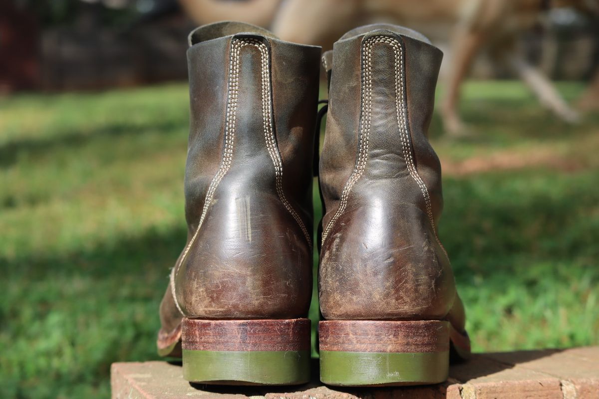 Photo by DinkyDog on April 4, 2026 of the Willie's Handmade Boots Boondocker in Maryam Olive Horsebutt.