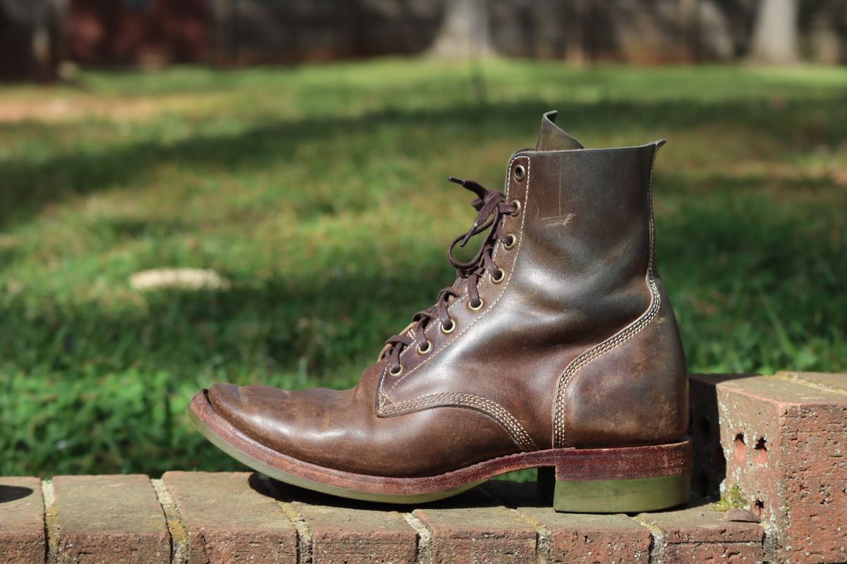 Photo by DinkyDog on April 4, 2026 of the Willie's Handmade Boots Boondocker in Maryam Olive Horsebutt.