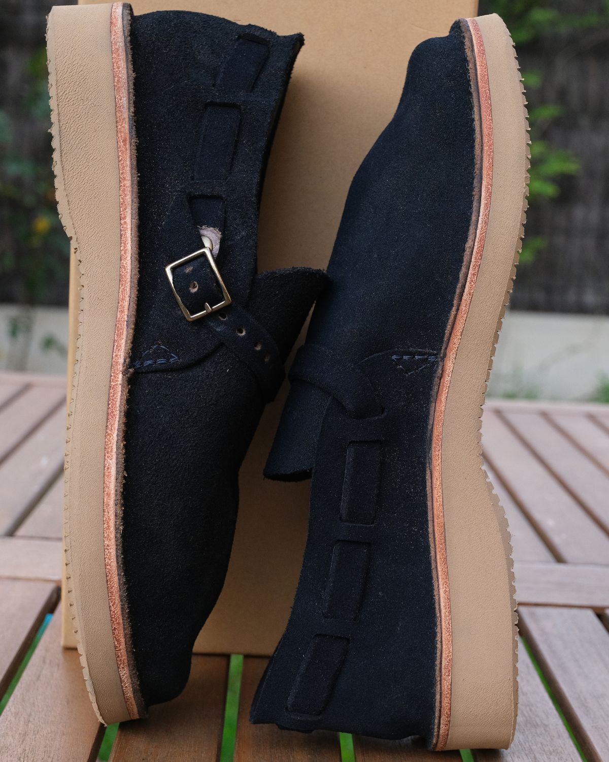 Photo by Clemmach on October 1, 2025 of the Oak Street Bootmakers Country Loafer in Horween Natural Indigo Chromexcel Roughout.