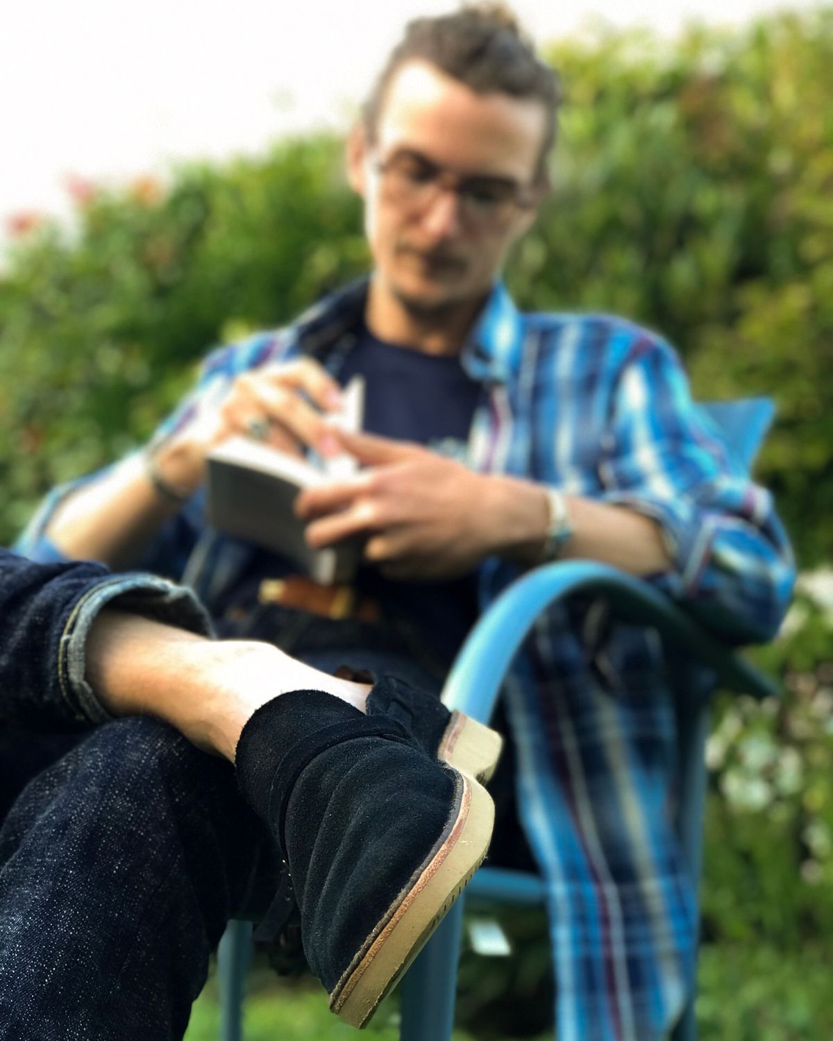 Photo by Clemmach on October 5, 2025 of the Oak Street Bootmakers Country Loafer in Horween Natural Indigo Chromexcel Roughout.