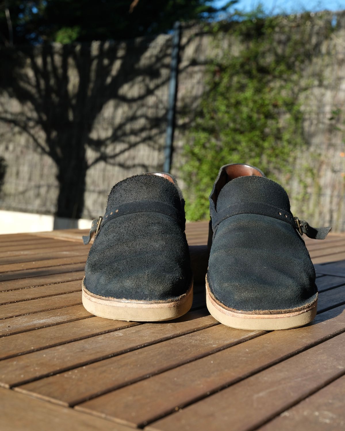 Photo by Clemmach on January 2, 2026 of the Oak Street Bootmakers Country Loafer in Horween Natural Indigo Chromexcel Roughout.