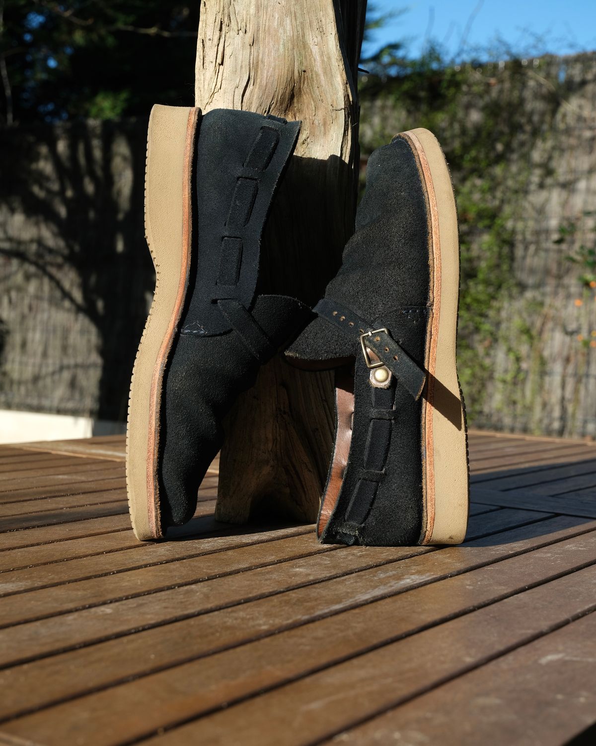 Photo by Clemmach on January 2, 2026 of the Oak Street Bootmakers Country Loafer in Horween Natural Indigo Chromexcel Roughout.