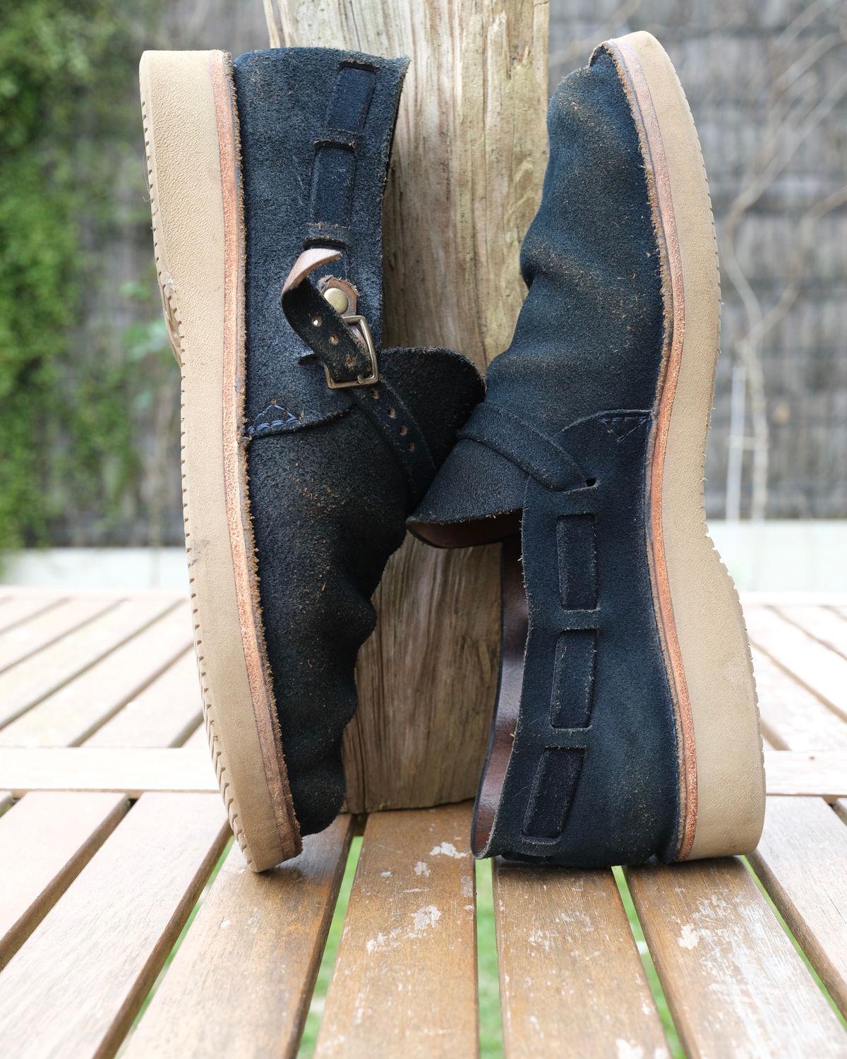 Photo by Clemmach on April 5, 2026 of the Oak Street Bootmakers Country Loafer in Horween Natural Indigo Chromexcel Roughout.