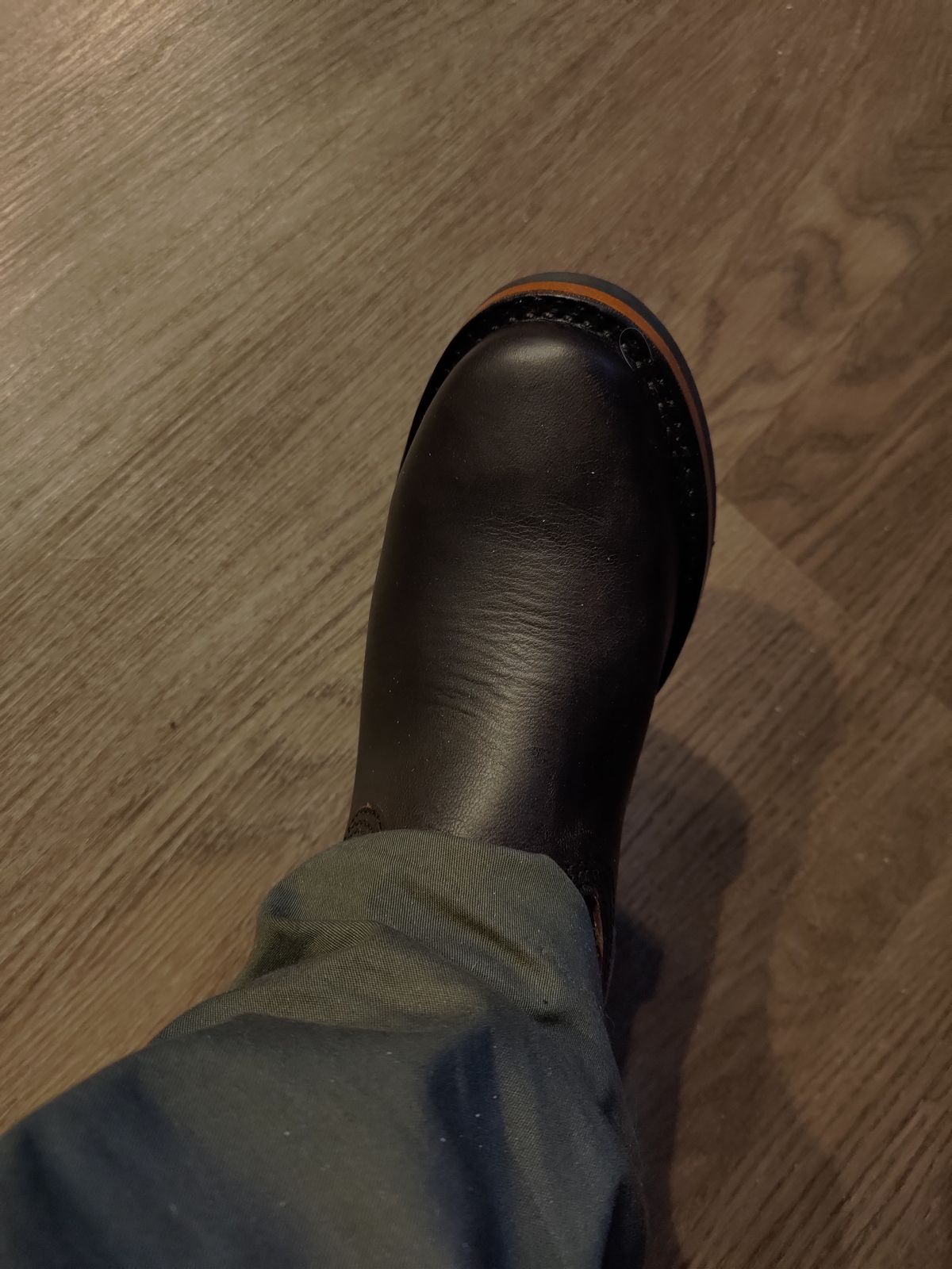 Photo by 3ringCircu5 on October 15, 2025 of the Wesco Boss Engineer Boot in Horween Black Chromexcel.
