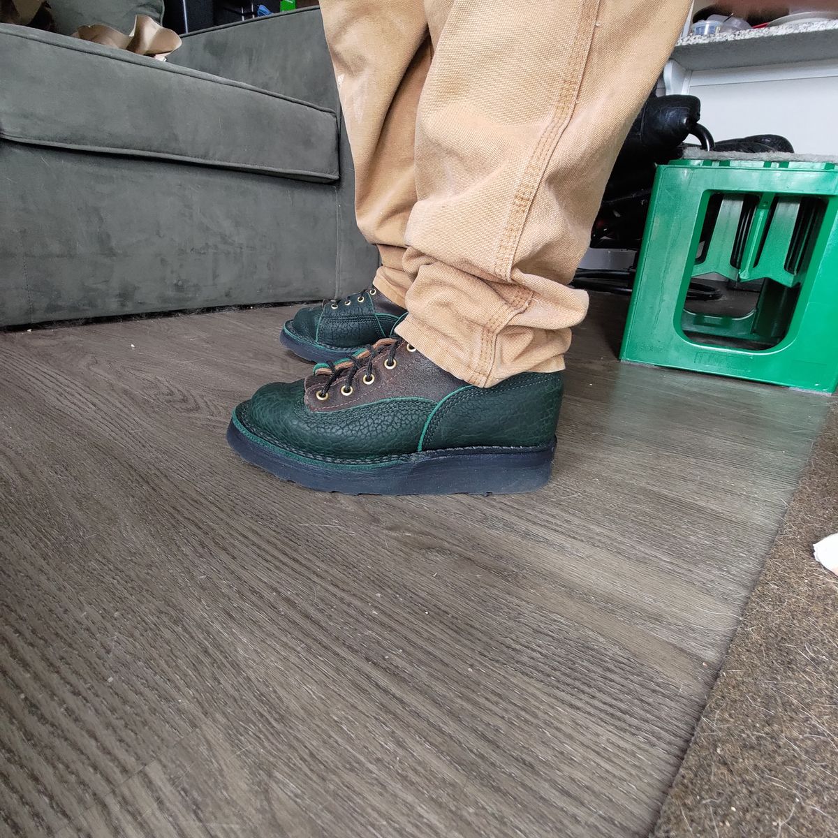 Photo by 3ringCircu5 on October 19, 2025 of the JK Boots Custom Model in Jurassic Bison & Horween Brown Waxed Flesh.