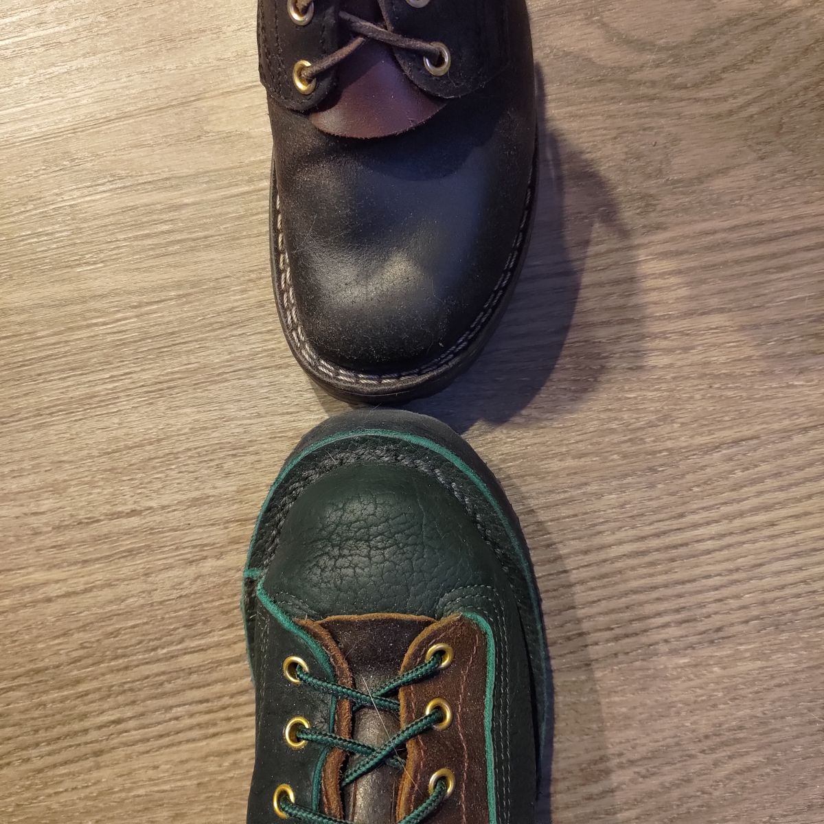 Photo by 3ringCircu5 on November 12, 2025 of the JK Boots Custom Model in Jurassic Bison & Horween Brown Waxed Flesh.