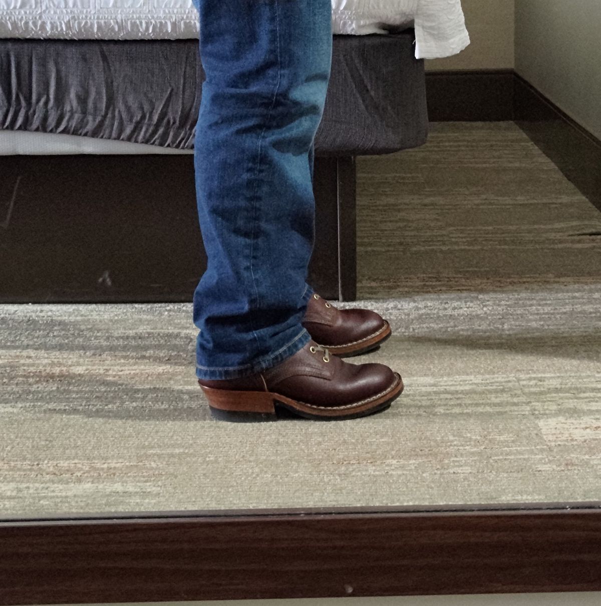 Photo by 3ringCircu5 on January 12, 2025 of the Nicks MTO in Horween Tan Waxed Flesh.