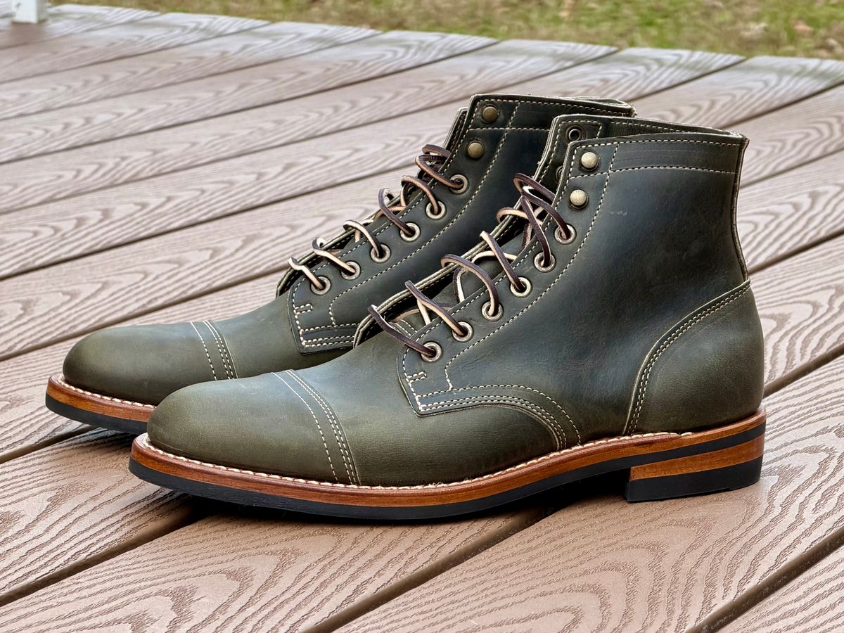 Photo by forbiddenboot on November 5, 2025 of the Truman Dark Olive Predator in Dark Olive.