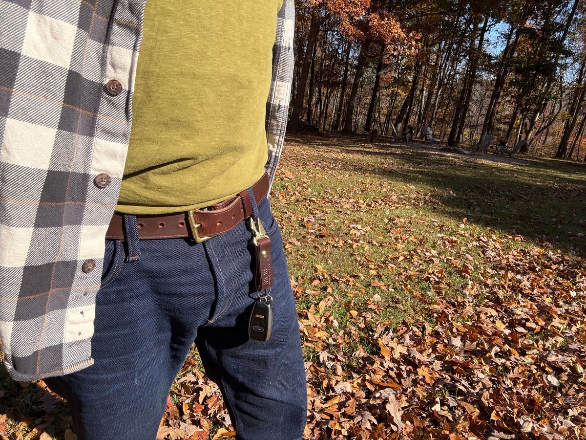 Photo by Odyssey.Rider on November 1, 2025 of the Nicks Heritage Belt in Wickett & Craig Buck Brown Double Stuffed.