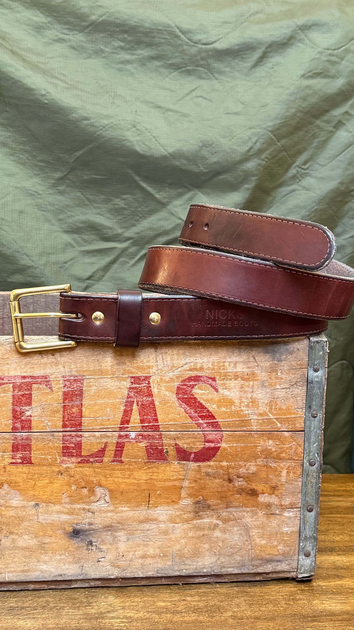 Photo by Odyssey.Rider on February 2, 2026 of the Nicks Heritage Belt in Wickett & Craig Buck Brown Double Stuffed.