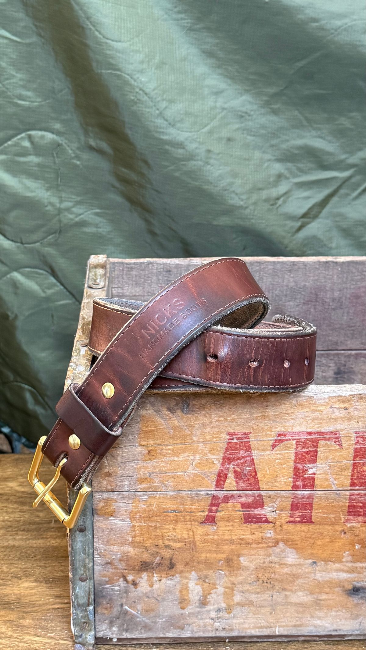 Photo by Odyssey.Rider on February 2, 2026 of the Nicks Heritage Belt in Wickett & Craig Buck Brown Double Stuffed.