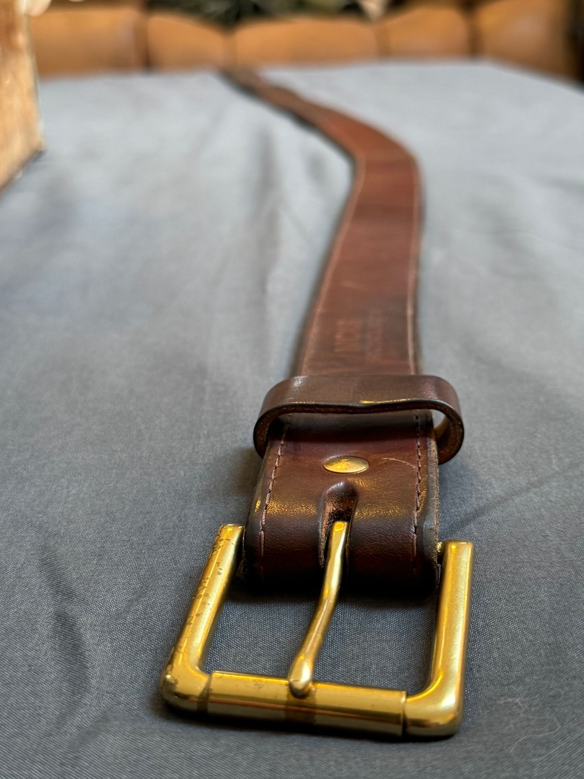 Photo by Odyssey.Rider on April 2, 2026 of the Nicks Heritage Belt in Wickett & Craig Buck Brown Double Stuffed.