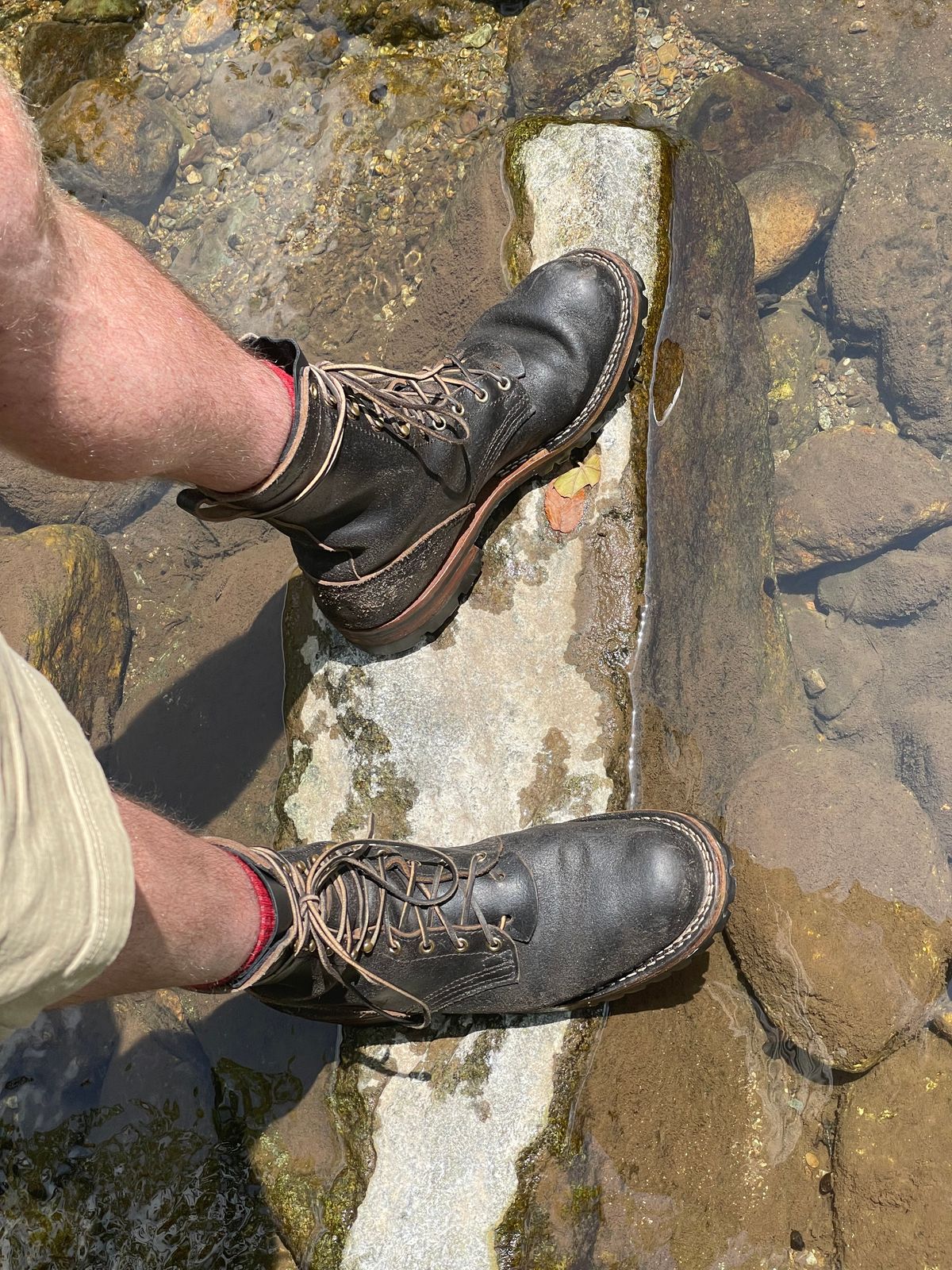 Photo by Odyssey.Rider on August 9, 2025 of the Nicks Overlander in Horween Black Waxed Flesh.