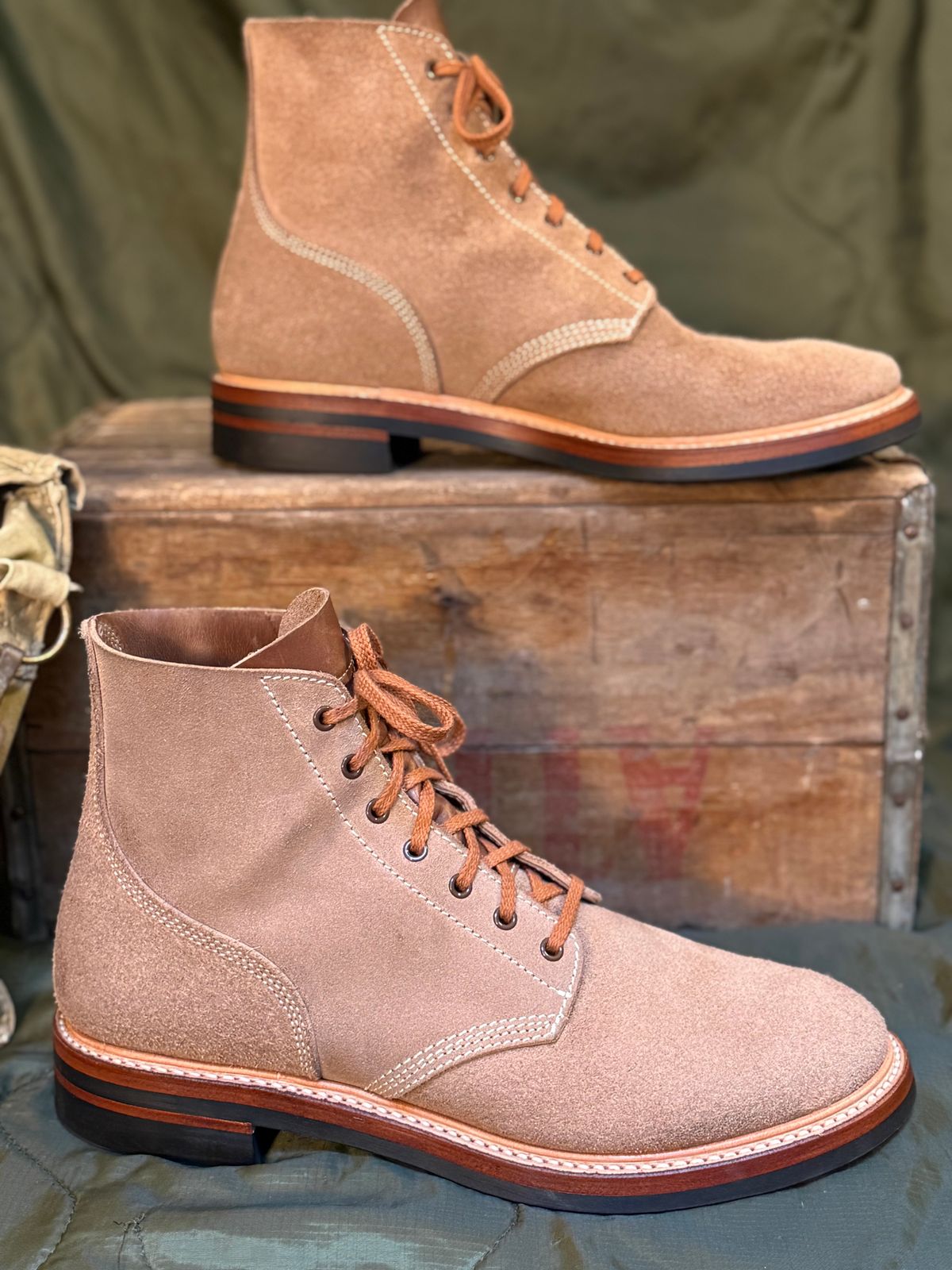 Photo by Odyssey.Rider on June 23, 2026 of the John Lofgren M-43 Service Shoes in Horween Natural Chromexcel Roughout.