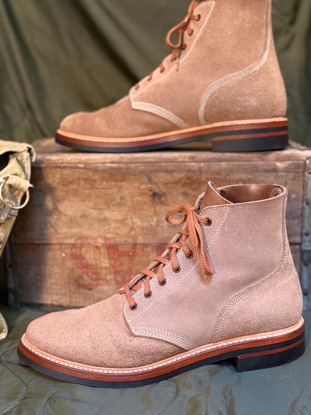 Photo by Odyssey.Rider on June 23, 2026 of the John Lofgren M-43 Service Shoes in Horween Natural Chromexcel Roughout.