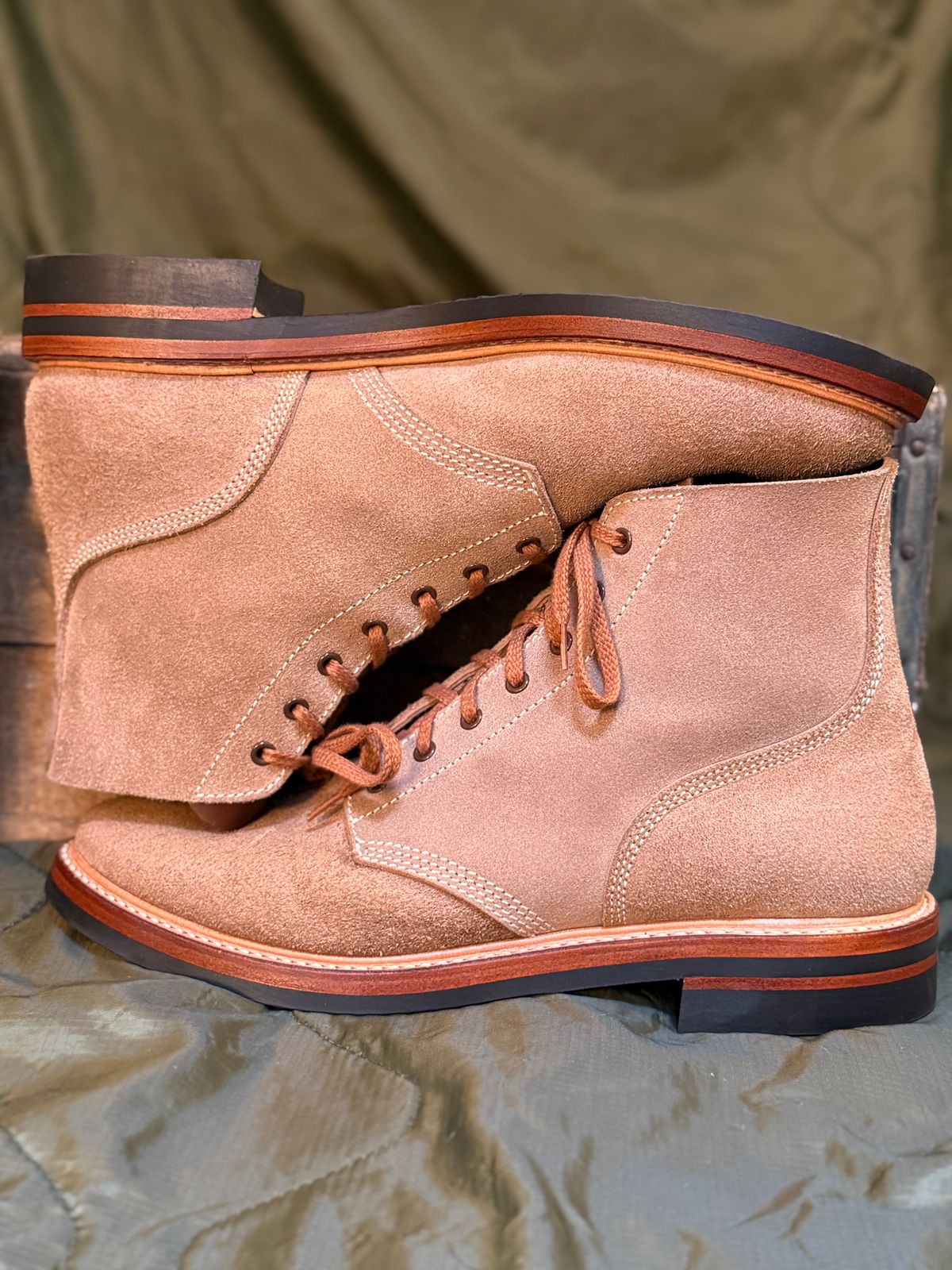 Photo by Odyssey.Rider on June 23, 2026 of the John Lofgren M-43 Service Shoes in Horween Natural Chromexcel Roughout.