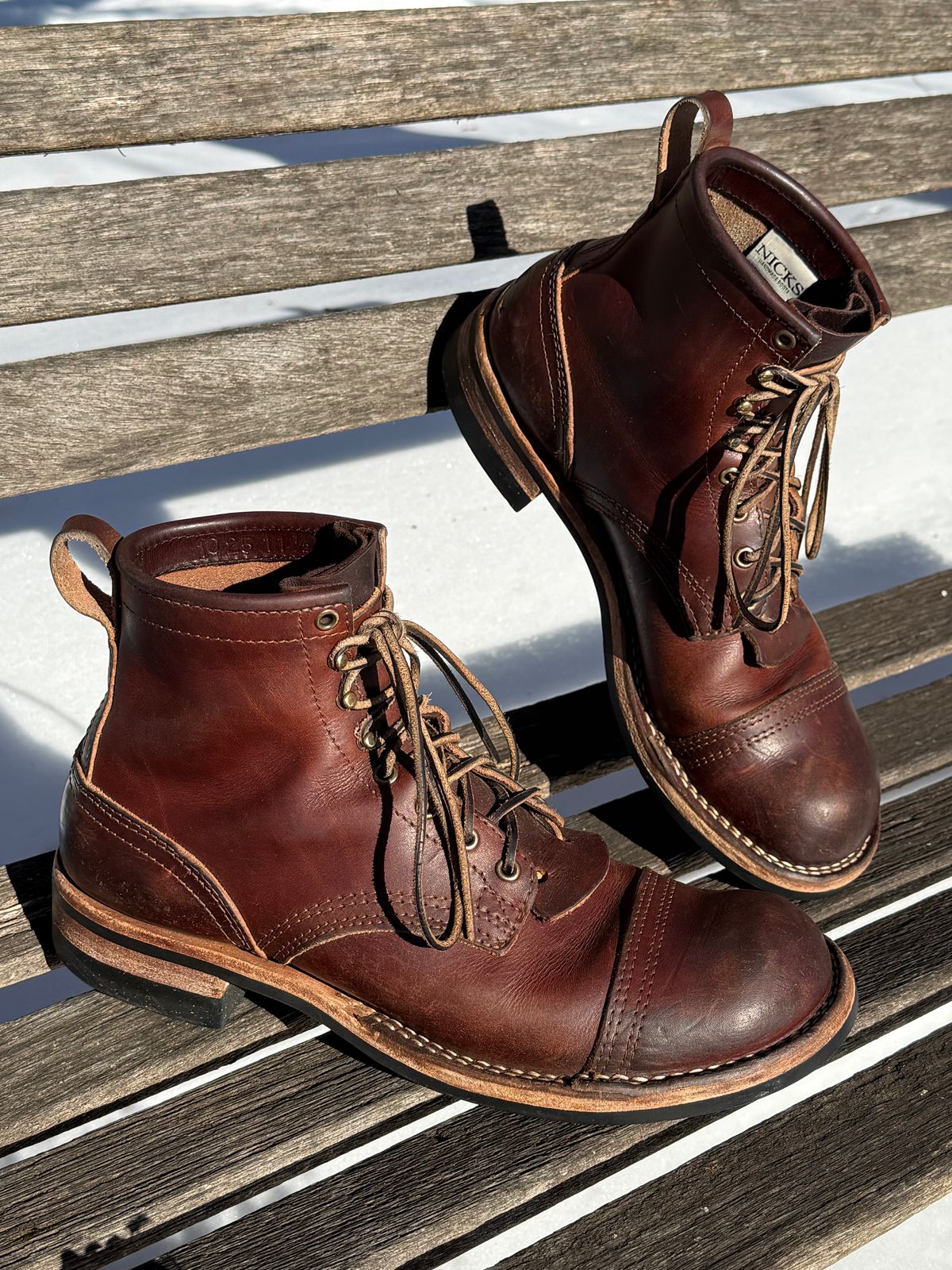 Photo by Odyssey.Rider on February 2, 2026 of the Nicks MTO in Wickett & Craig Buck Brown Double Stuffed.